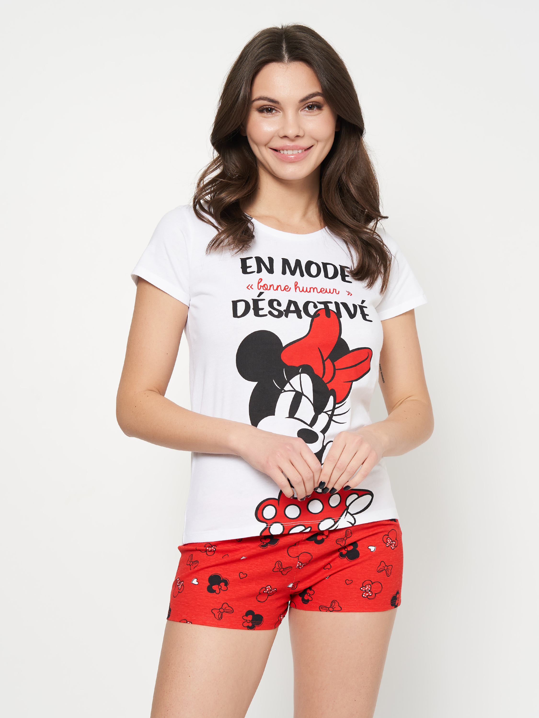 Акція на Піжама (футболка + шорти) жіноча великих розмірів бавовняна Disney Minnie WE3613 XL Біла від Rozetka