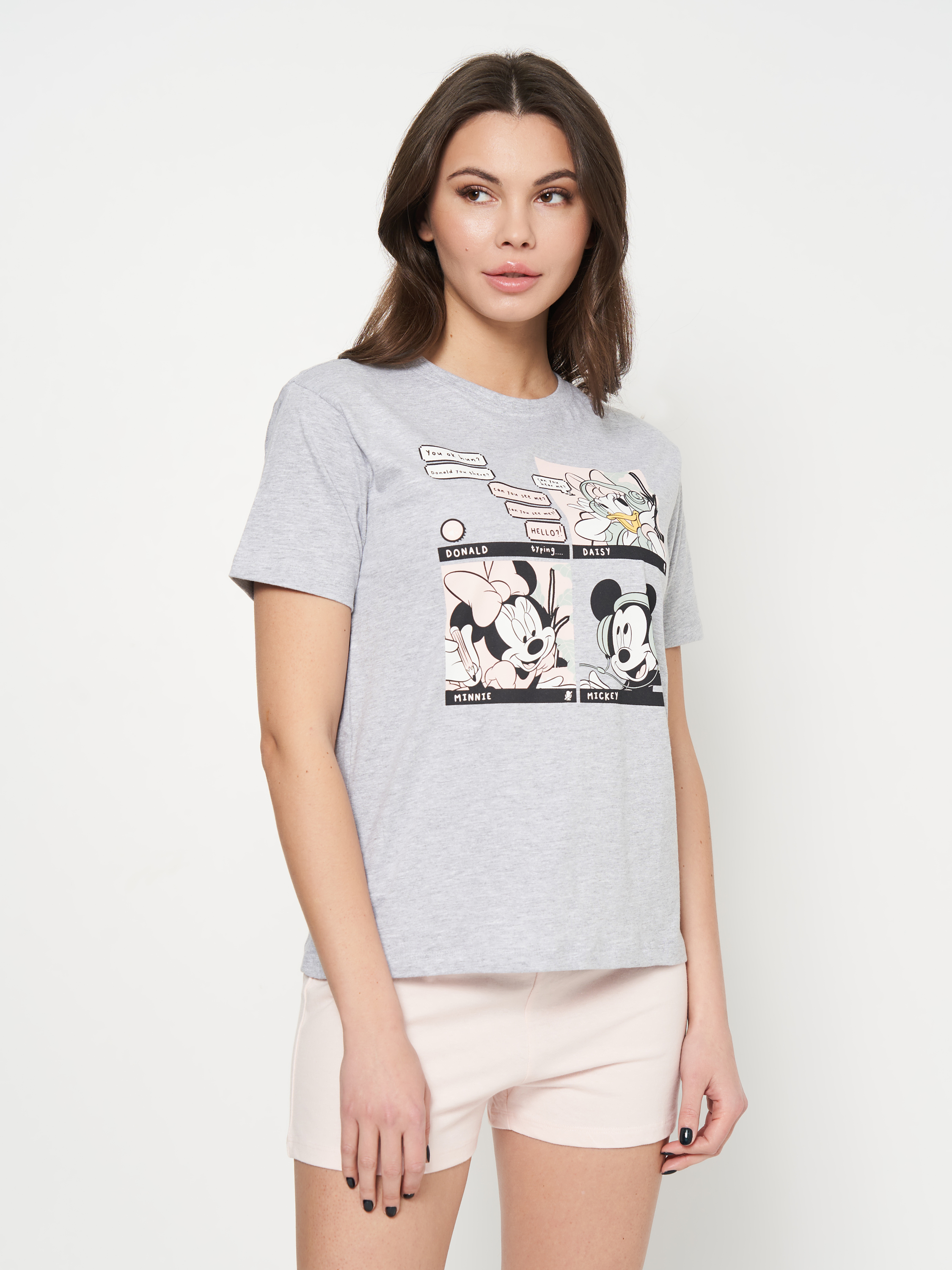 Акція на Піжама (футболка + шорти) жіноча бавовняна Disney Minnie WE3635 M Світло-сіра від Rozetka