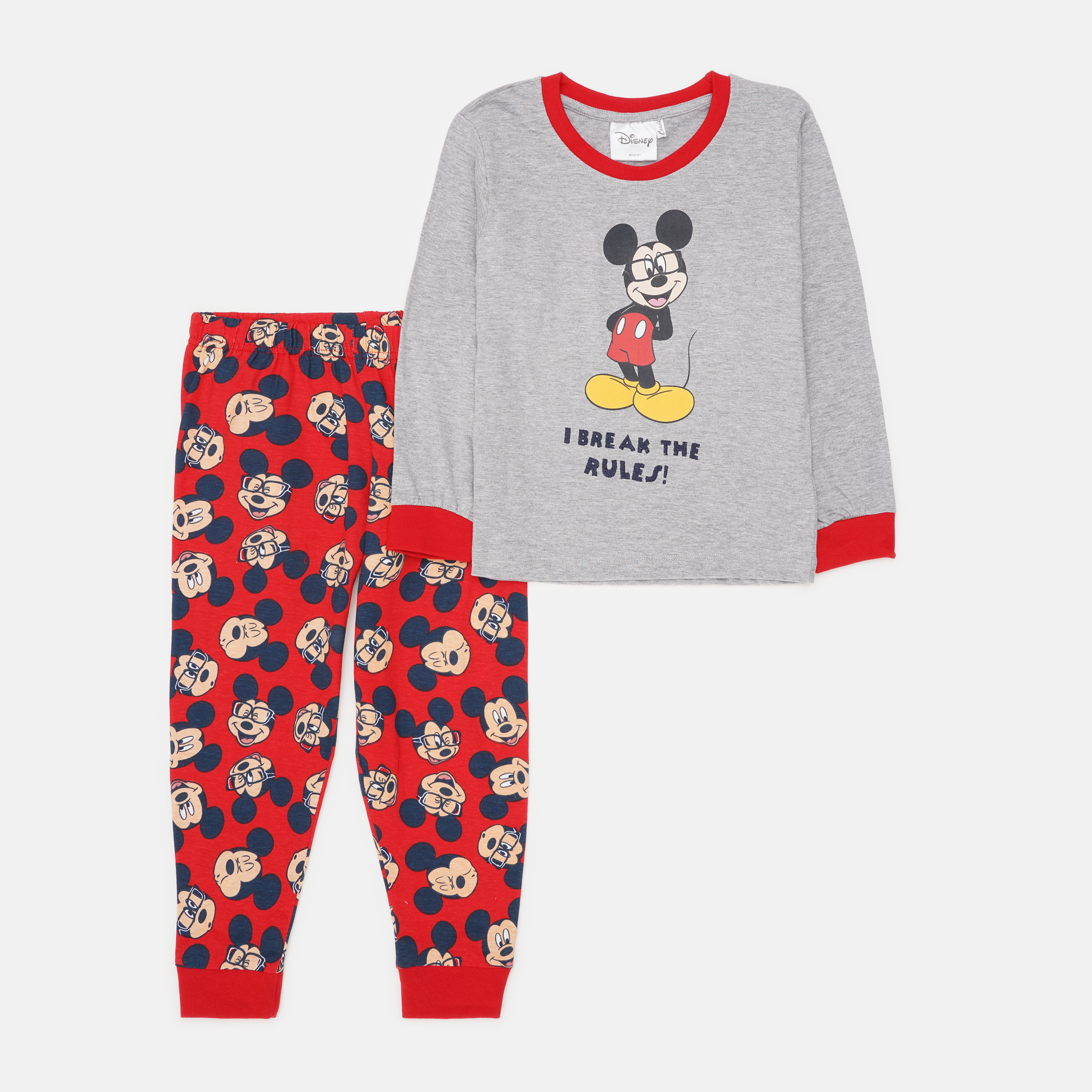 Акція на Піжама дитяча літня (футболка з довгими рукавами + штани) Disney 2200006208 110 см Сіра від Rozetka