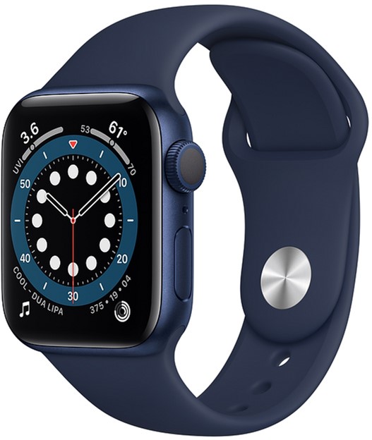 Акція на Смарт-часы Apple Watch Series 6 GPS 40mm Blue Aluminium Case with Deep Navy Sport Band (MG143UL/A) від Rozetka UA
