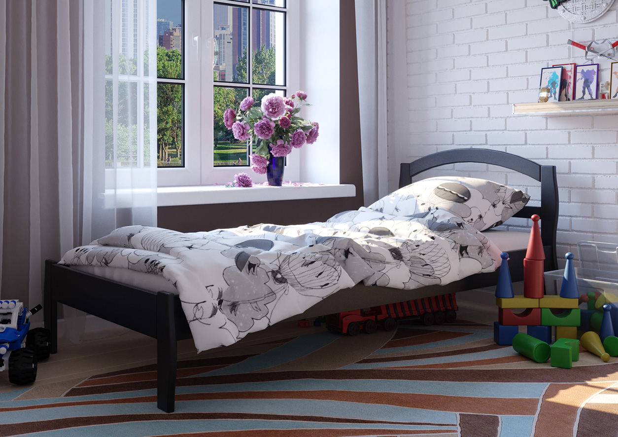 

Детская кровать деревянная из ольхи Юлия 90x200 ЧДК цвет Венге