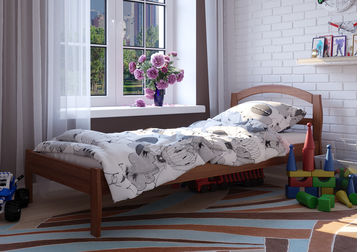 

Детская кровать деревянная из ольхи Юлия 80x200 ЧДК цвет Орех