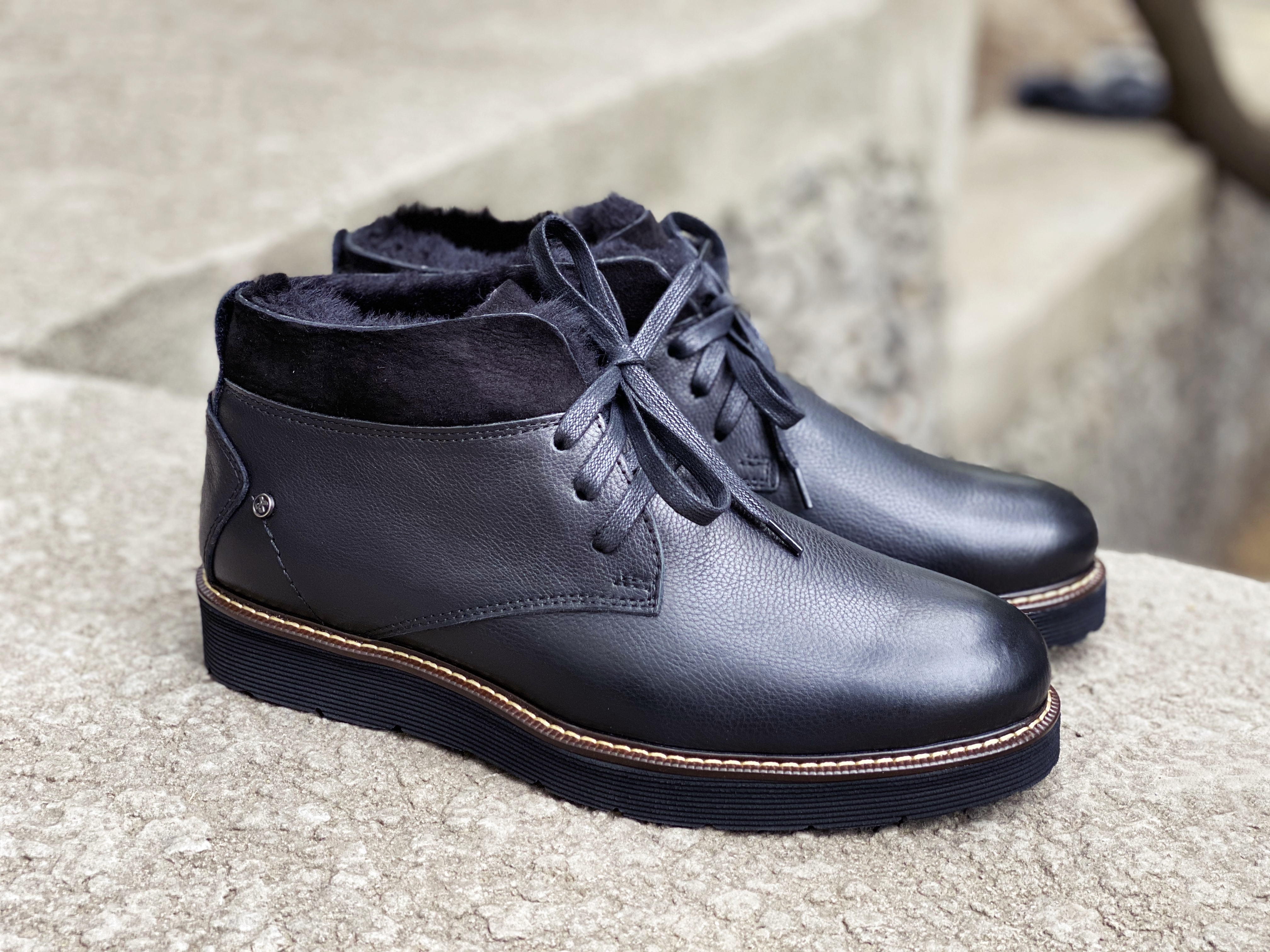 

Мужские ботинки, дезерты, Desert Boots LEGESSY 92VS (мех) чёрная кожа 42