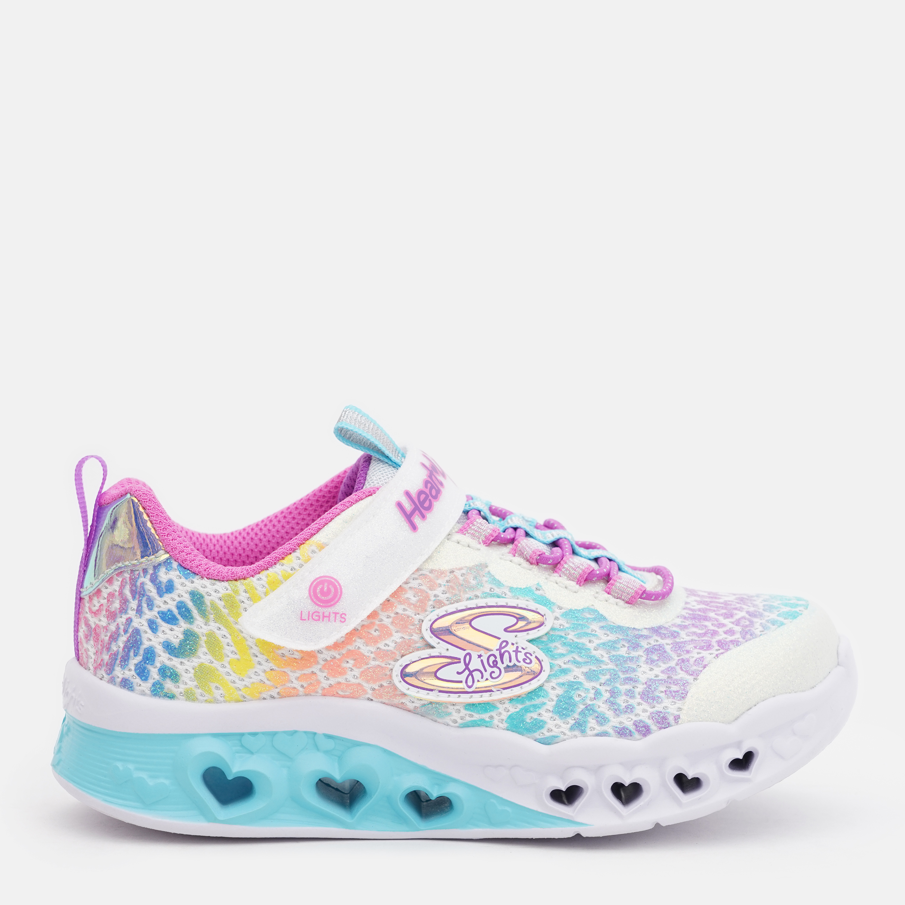 Акція на Дитячі з підсвіткою кросівки для дівчинки Skechers Flutter Heart Lights - Loves Wild 302314L WMLT 30 Рожеві від Rozetka