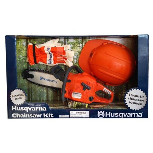 

Игрушечная бензопила Husqvarna в комплекте с перчатками и шлемом