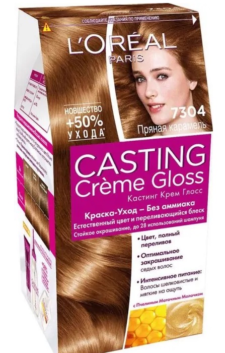 Крем фарба для волосся Loreal Paris Casting Creme Gloss без аміаку відтінок 7304 Пряна карамель 6802