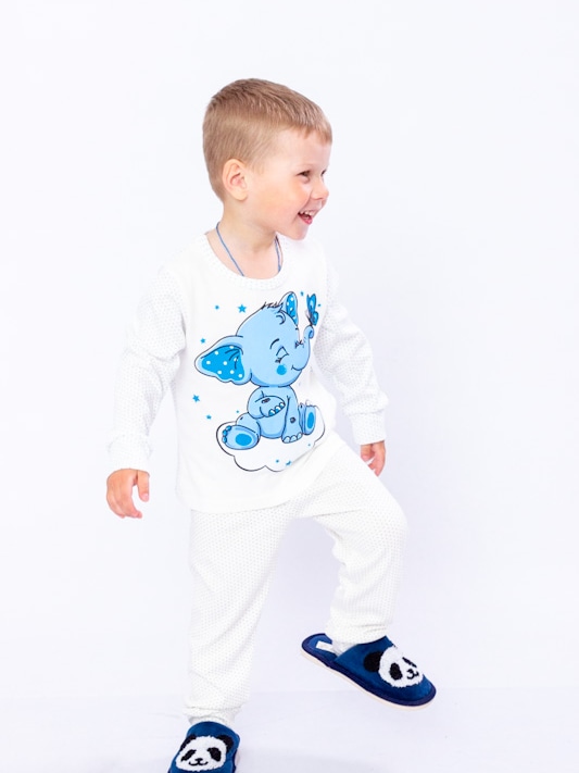 Акція на Піжама (лонгслів + штани) дитяча Носи своє 6076-016-33-4 128 см Горох блакитний (p-6099-45602) від Rozetka
