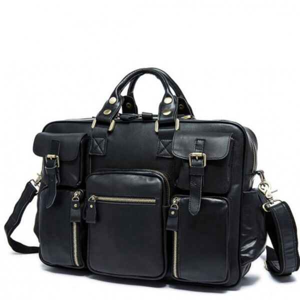 

Мужская кожаная сумка TIDING BAG 7028A-1 Черный