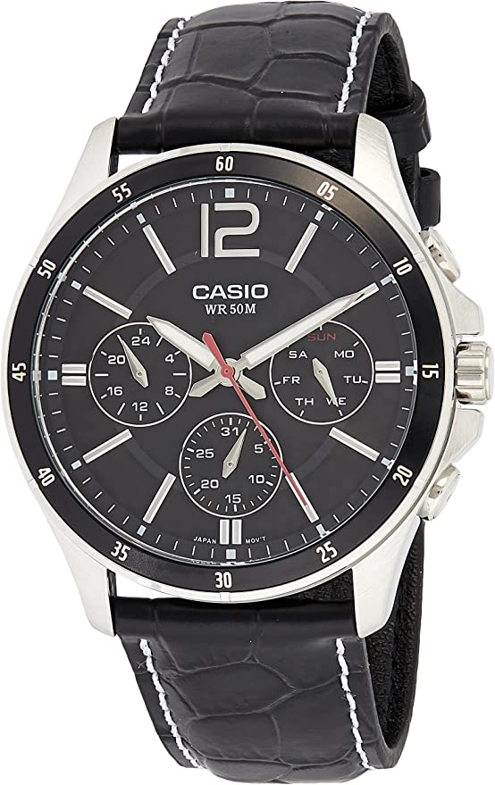 Мужские ударопрочные часы Casio MTP-1374L-1A Черные с серебристым ...