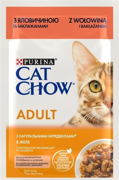 Влажный корм для взрослых кошек Purina Cat Chow Adult с говядиной и ...