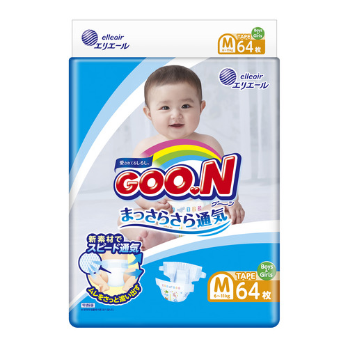 

Японские подгузники для детей 6-11кг на липучках GOO.N Размер М 64шт (843154)