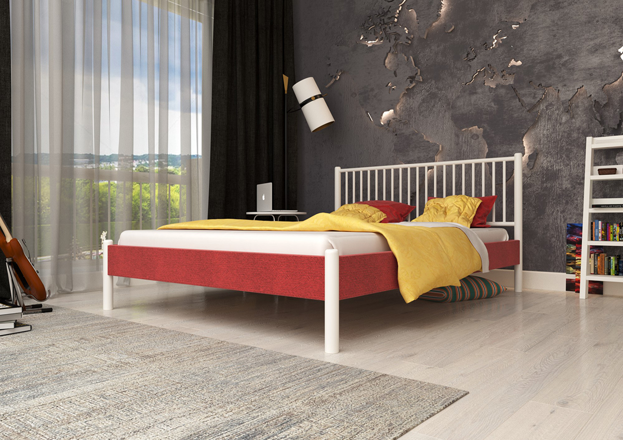 

Кровать полуторная из натурального дерева и ДСП Лира ЧДК в спальню 140x200 Розовый/Белый