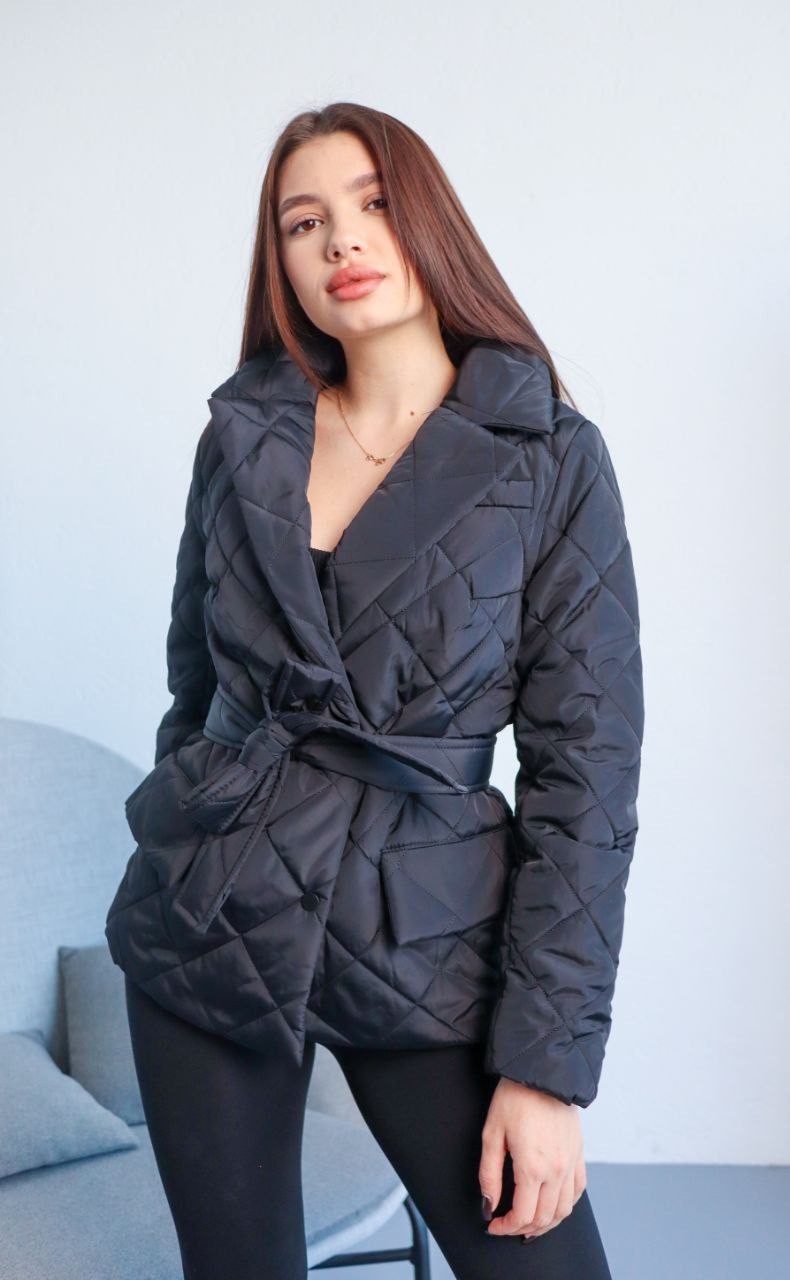 Куртка-пиджак стеганная AL с поясом XL черная от продавца: MaxLori – в ...