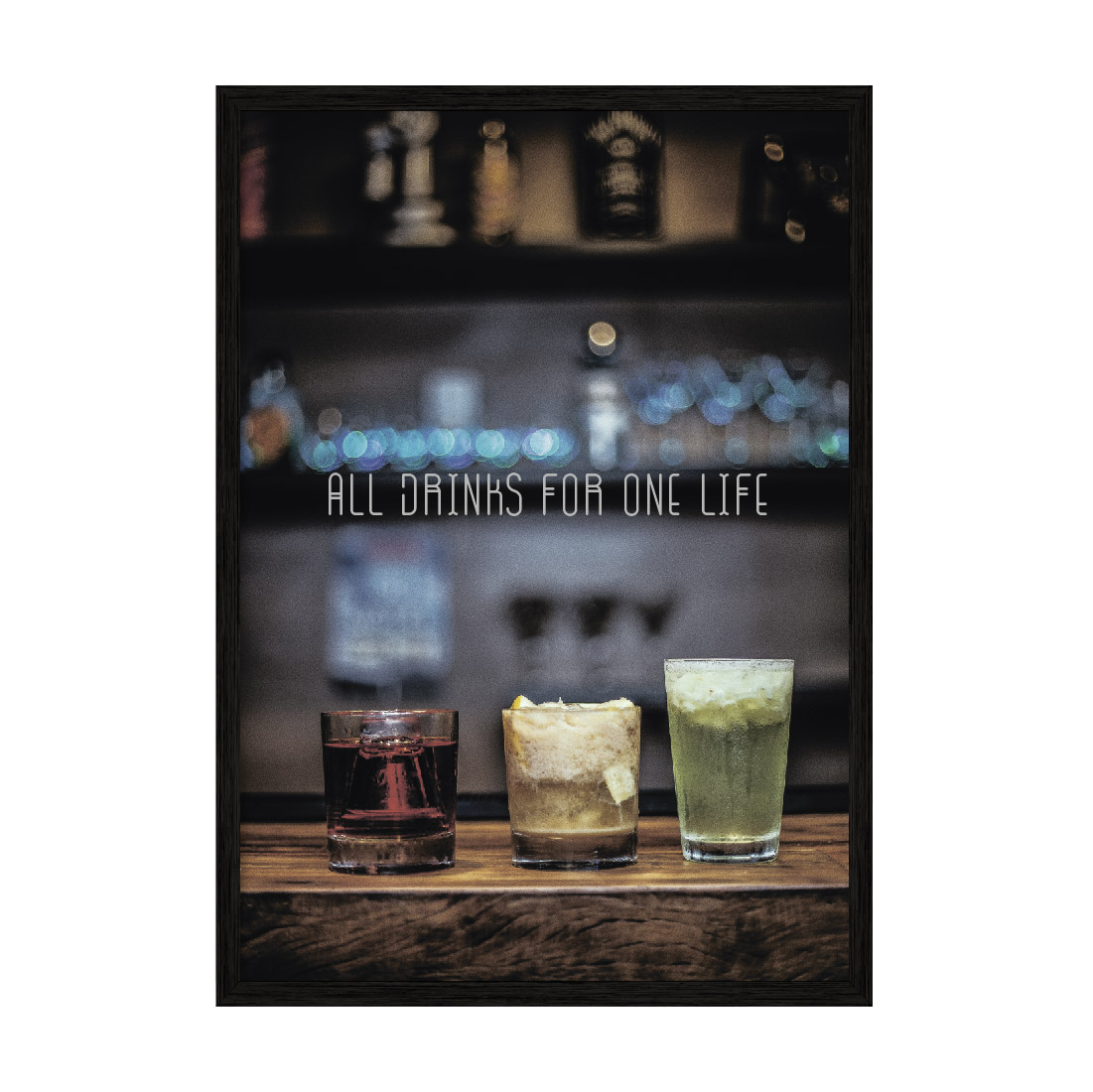 

Постер "Drinks" с антибликовым стеклом 596x840 мм в чёрной рамке