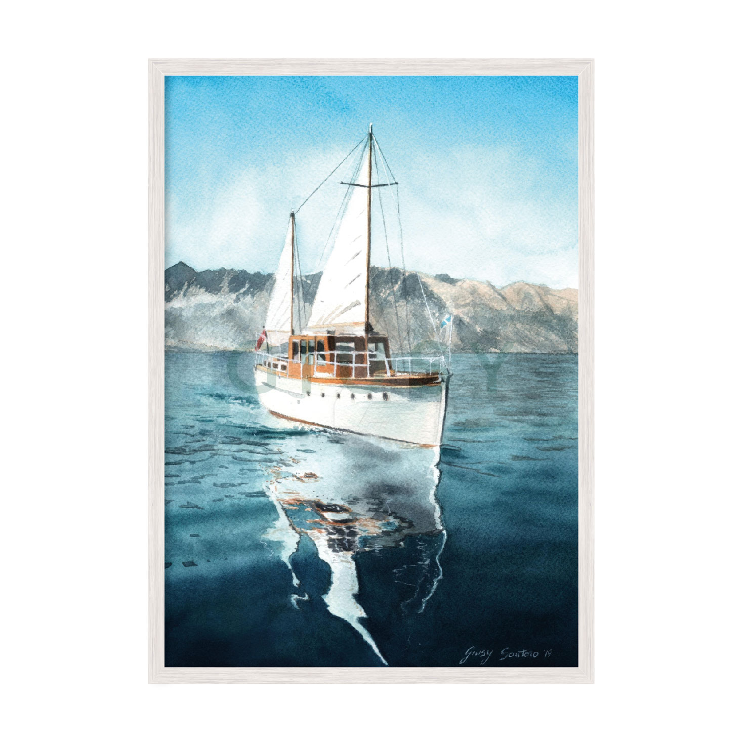 

Постер "ЯХТА" с антибликовым стеклом 420x594 мм в белой рамке