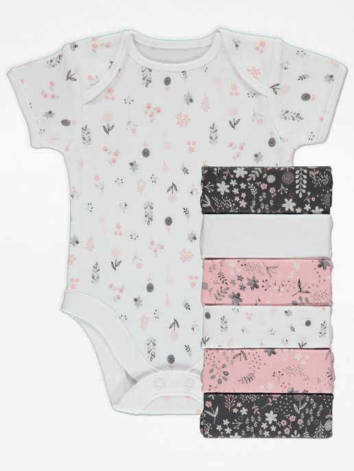 

Набор George из семи бодиков Pink Floral Print Bodysuits 7 Pack 80-86 см (размер 12-18М)