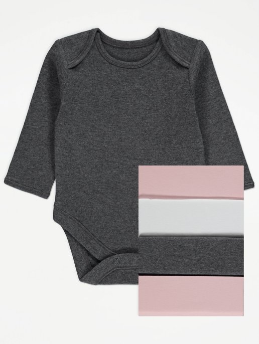 

Набор George из пяти бодиковGrey Marl Long Sleeve Bodysuits 5 Pack 74-80 см (размер 9-12М)