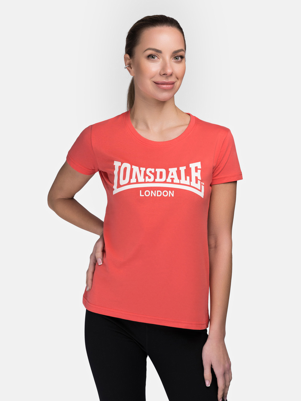 Акція на Футболка жіноча Lonsdale 117020-2504 S Лососевий/Білий від Rozetka