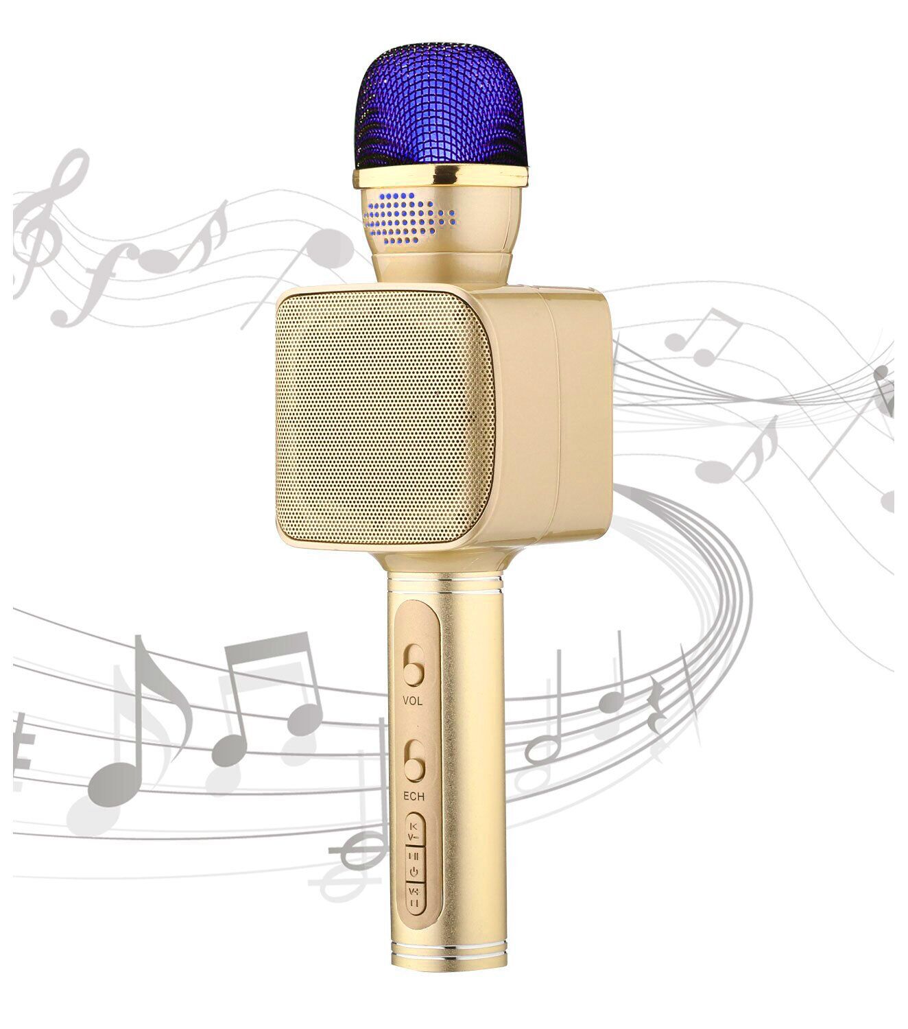 

Беспроводной Bluetooth микрофон караоке Magic Karaoke YS-68 LED 2 динамика с мембраной низких частот Gold