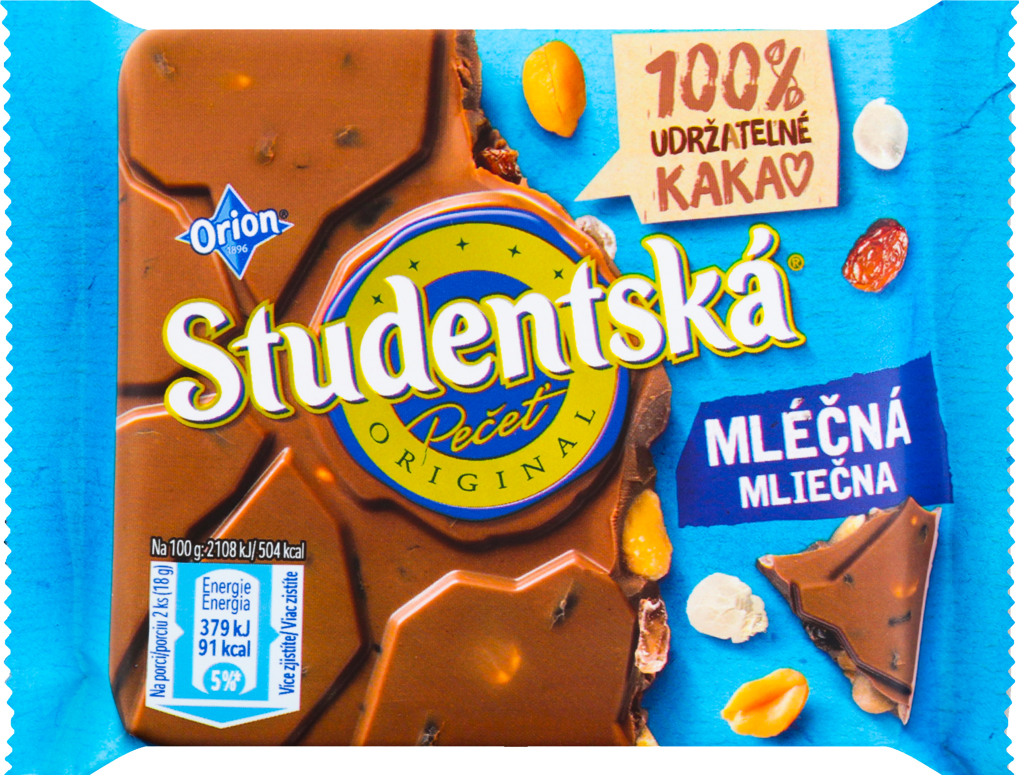 Шоколад молочный Nestle Orion Studentska с арахисом и изюмом 90 г ...
