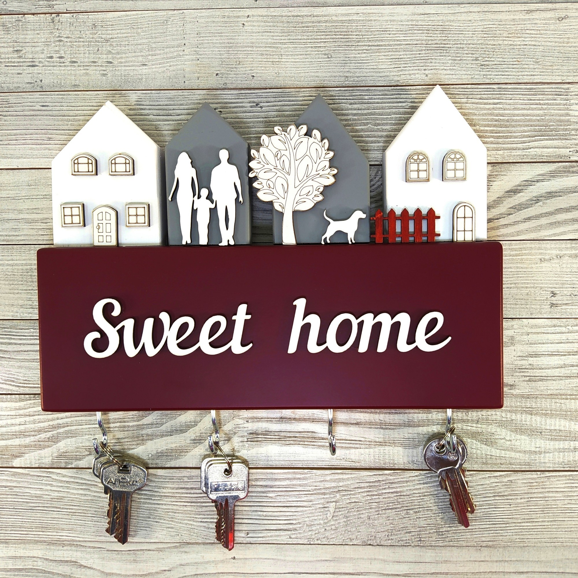 

Ключница Sweet home деревянная Мастерская мистера Томаса 28см х 30 см х 3 см сосна