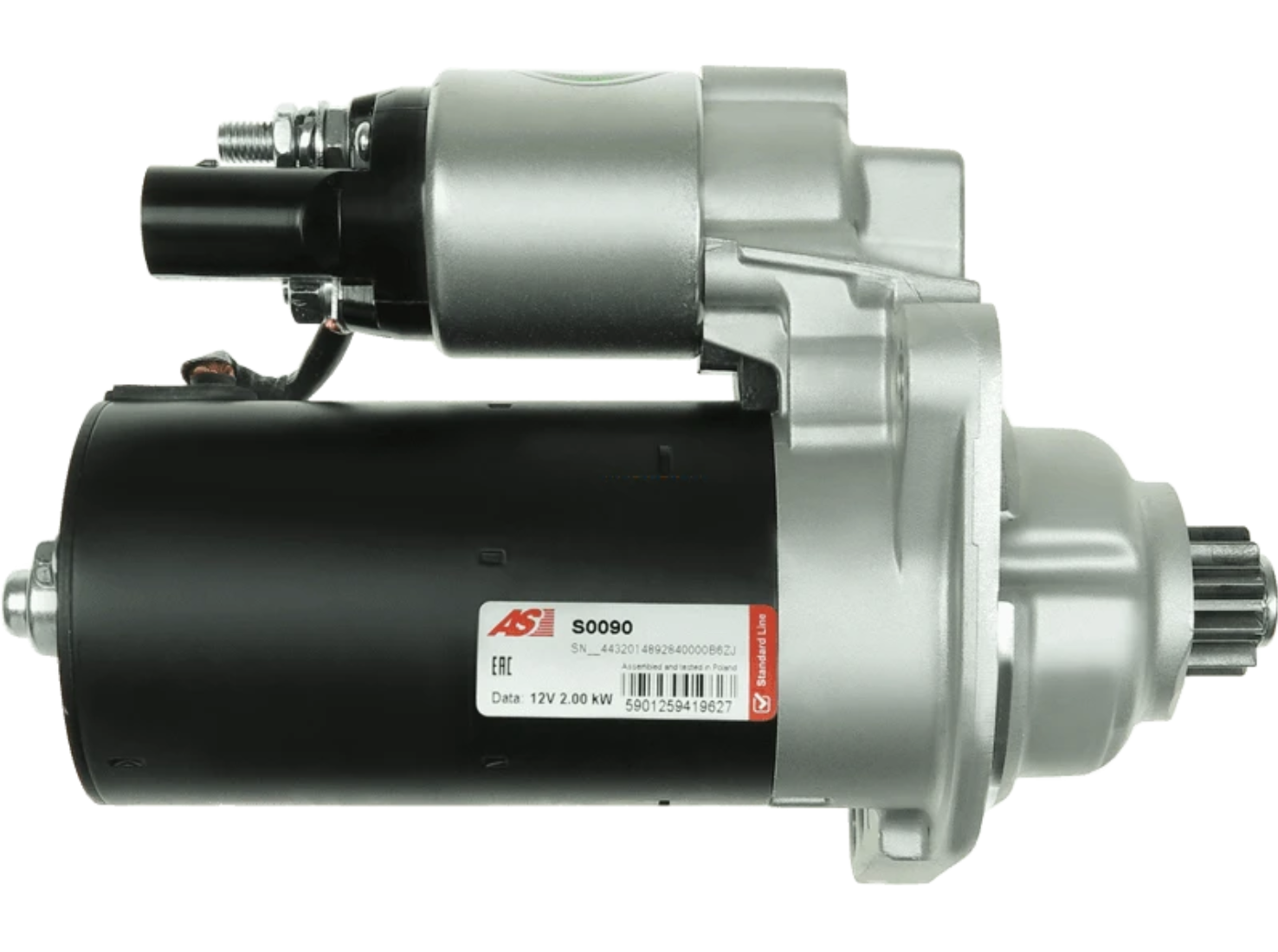 Стартер AS аналог Bosch 12V 2.0kW 10 зубів для Volkswagen Touran OE ...