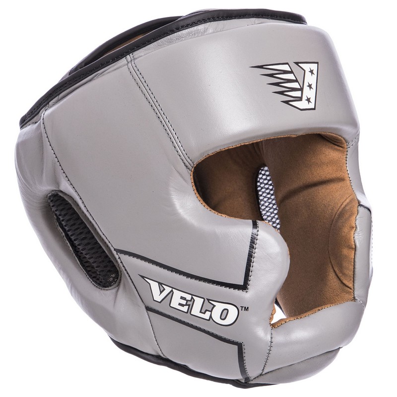 

Шлем боксерский с полной защитой кожаный VELO, Цвет Черный, Размер XL