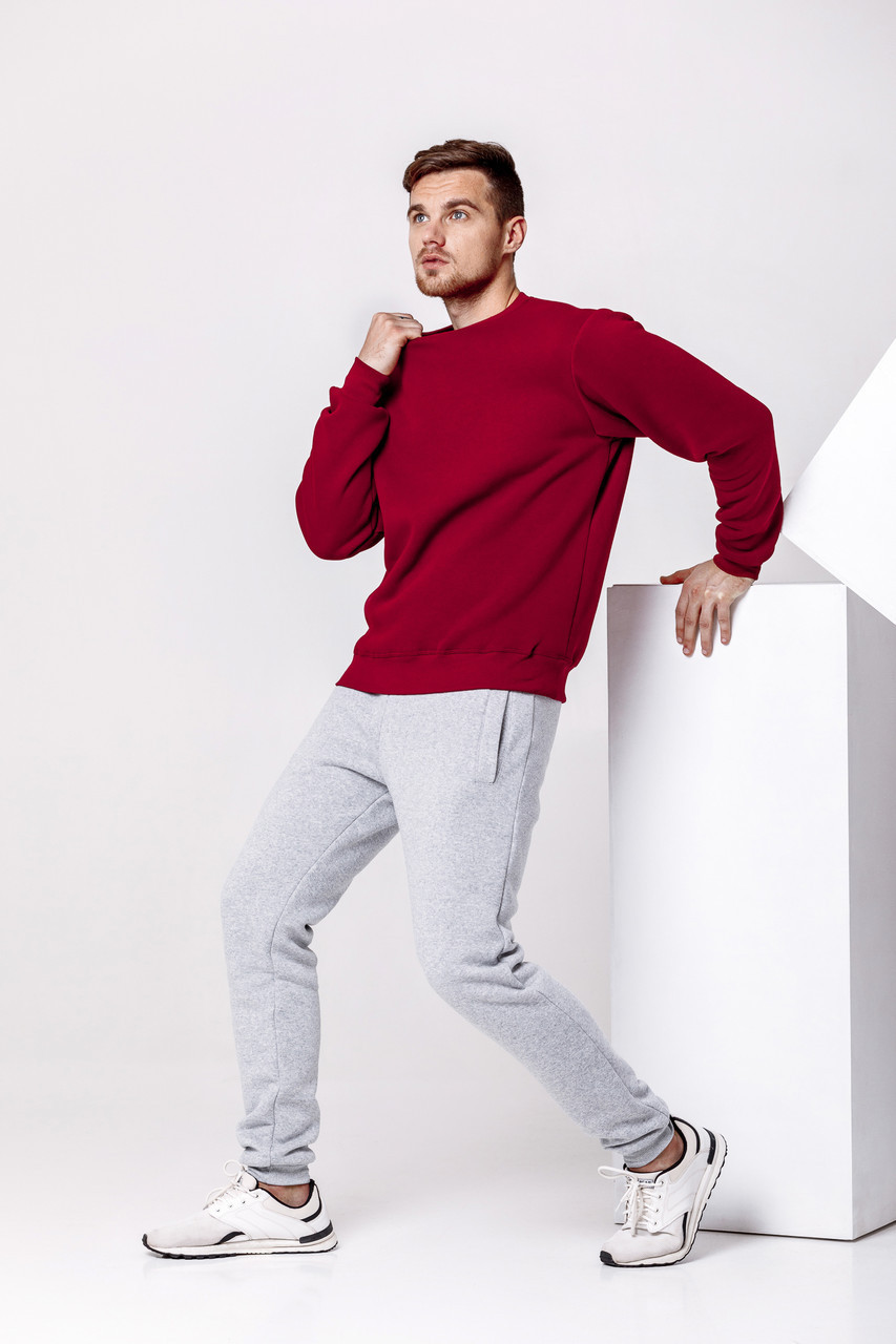 

Спортивный костюм мужской зимний WB свитшот и штаны размер  бордово-серый, Спортивный костюм мужской зимний WB свитшот и штаны размер S бордово-серый