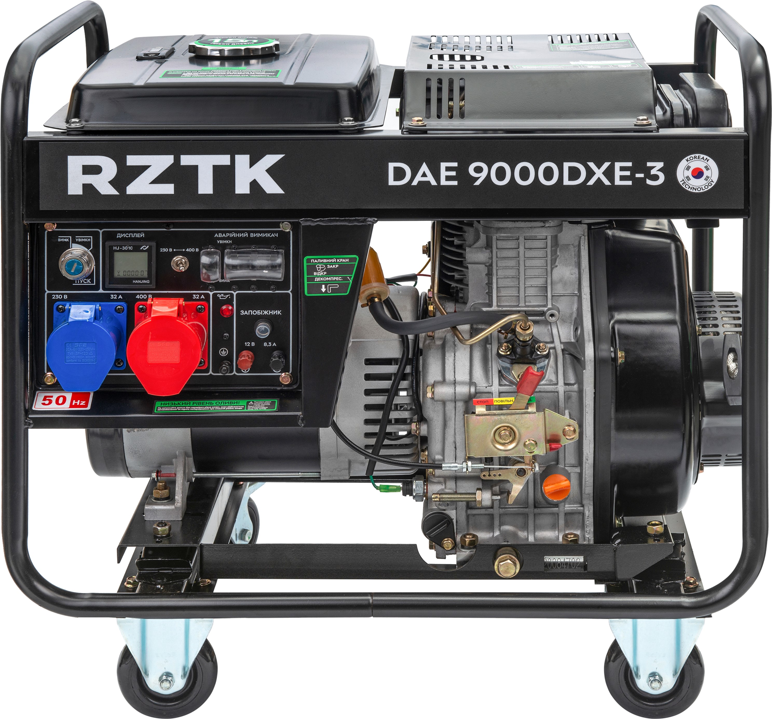 

Генератор дизельний RZTK DAE 9000DXE-3