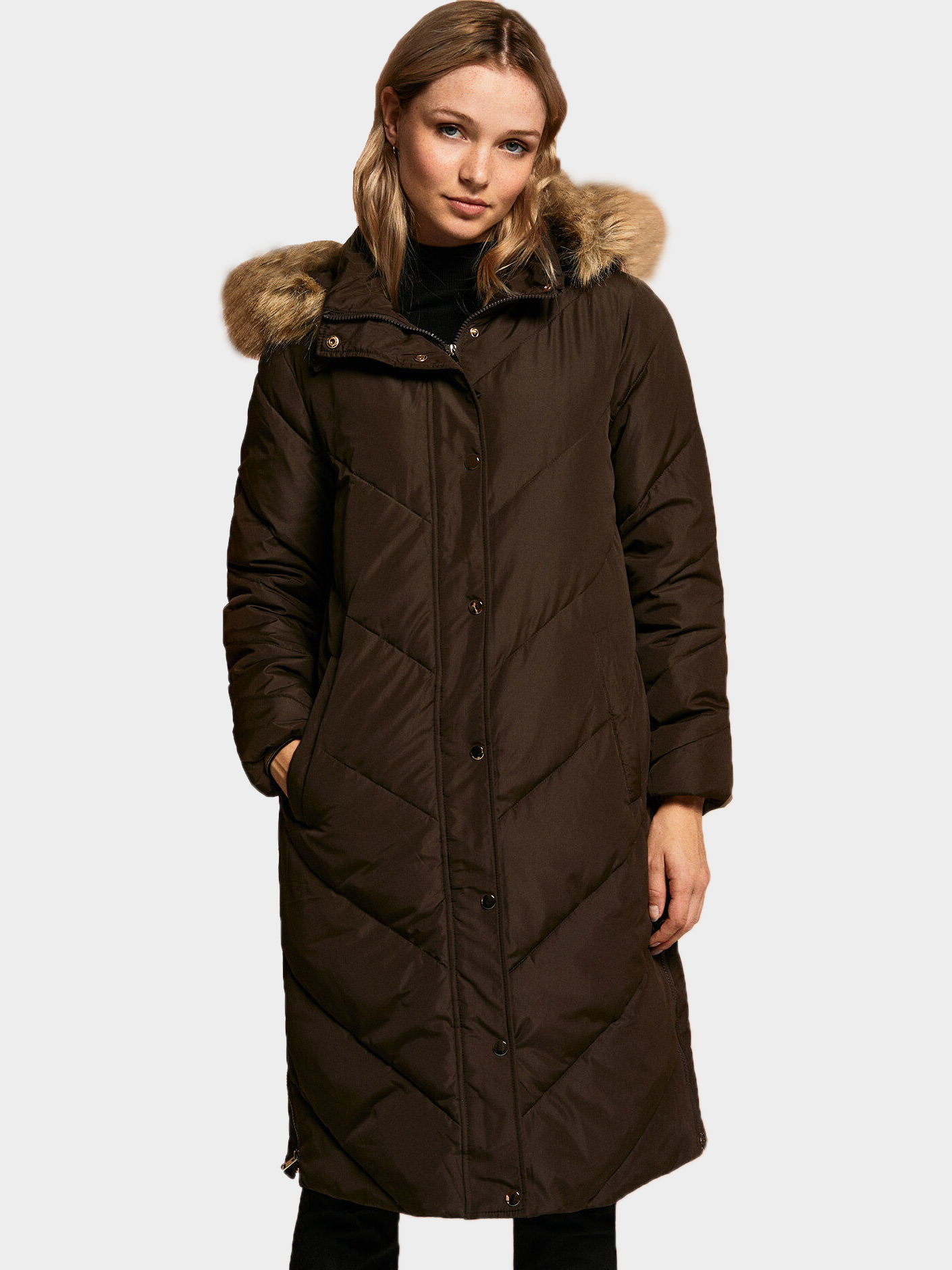 Акція на Куртка зимова довга жіноча Springfield 8274182-32 S Коричнева від Rozetka