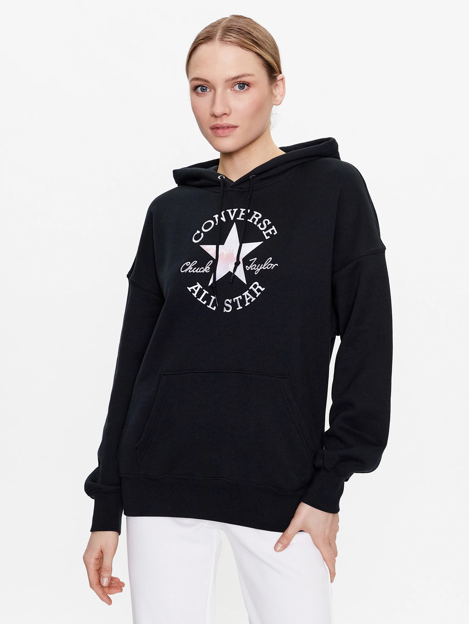 Акція на Худі оверсайз жіноче Converse Chuck Patch Graphic Os Hoodie Black 10024525-001 S Black від Rozetka