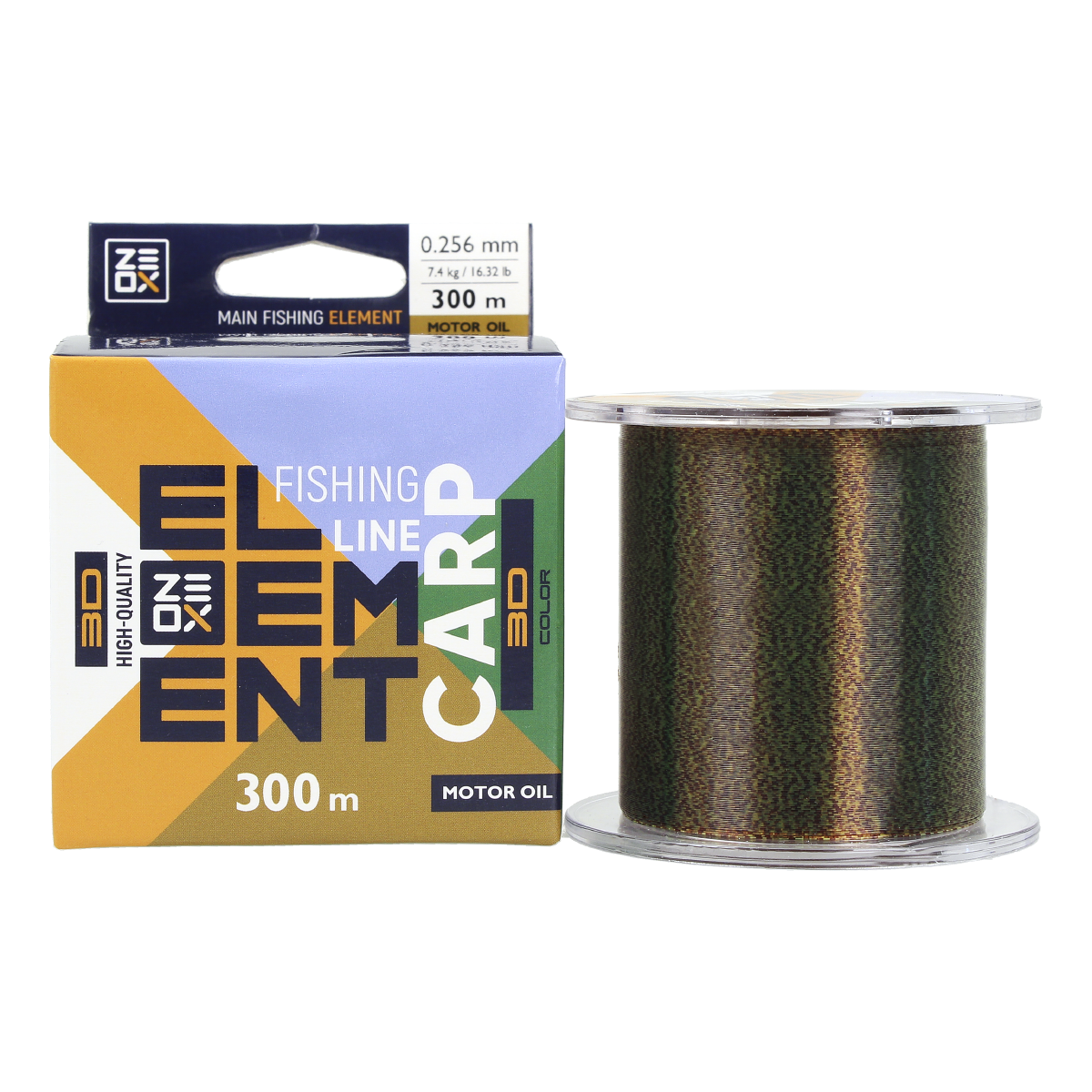 Леска карповая ZEOX 3D Element Carp 300м Motor Oil 0.350 мм 13.4 кг ...