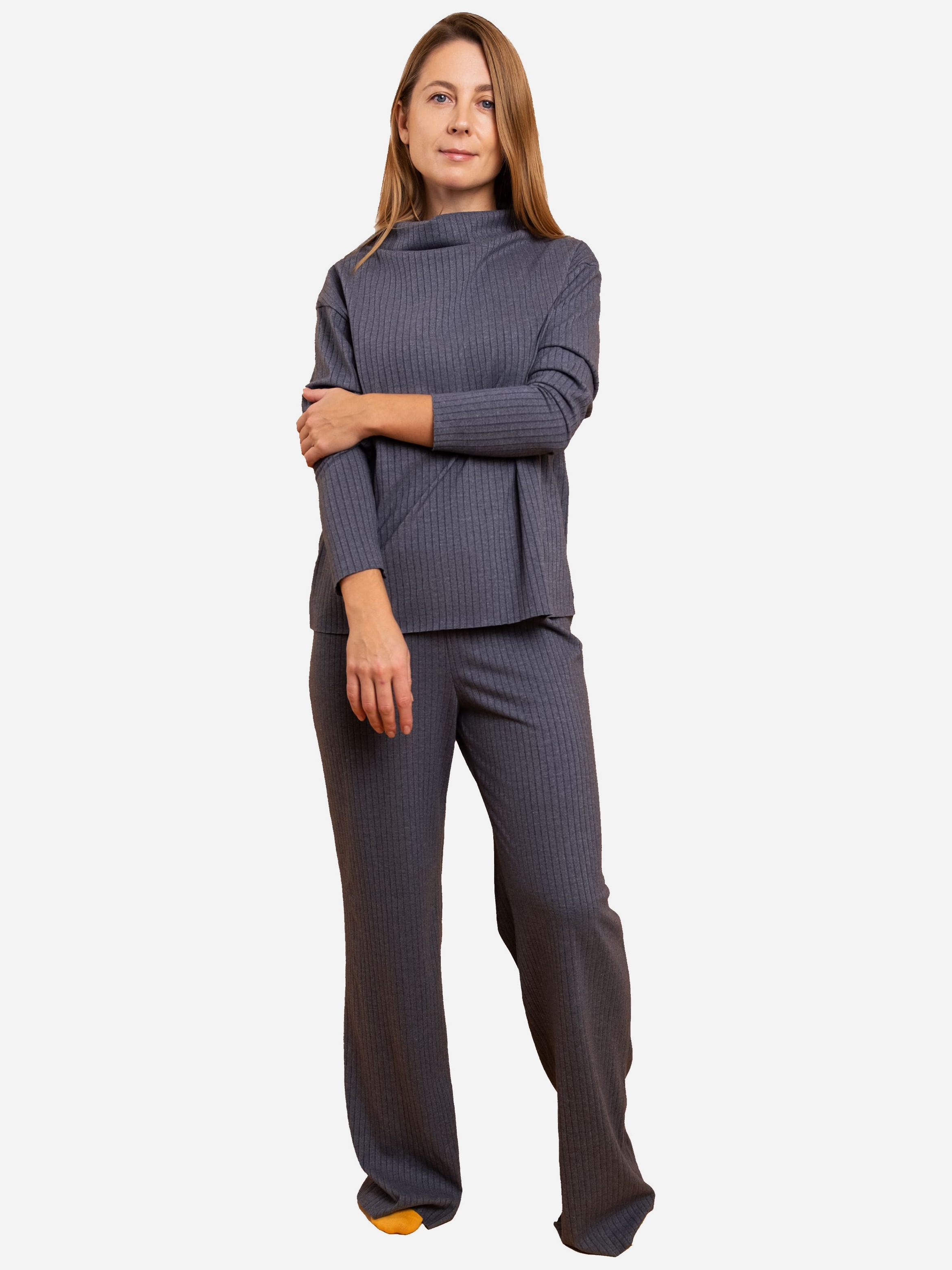 Акция на Піжамні штани жіночі великих розмірів brabrabra HOM2217010 L-XL Сірий меланж от Rozetka