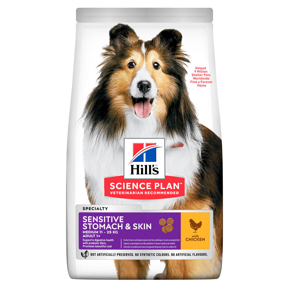 

Сухой корм Hills для собак средних пород со вкусом курицы SP Canine Adult Sensitive Stomach&Skin Medium 0,8 кг