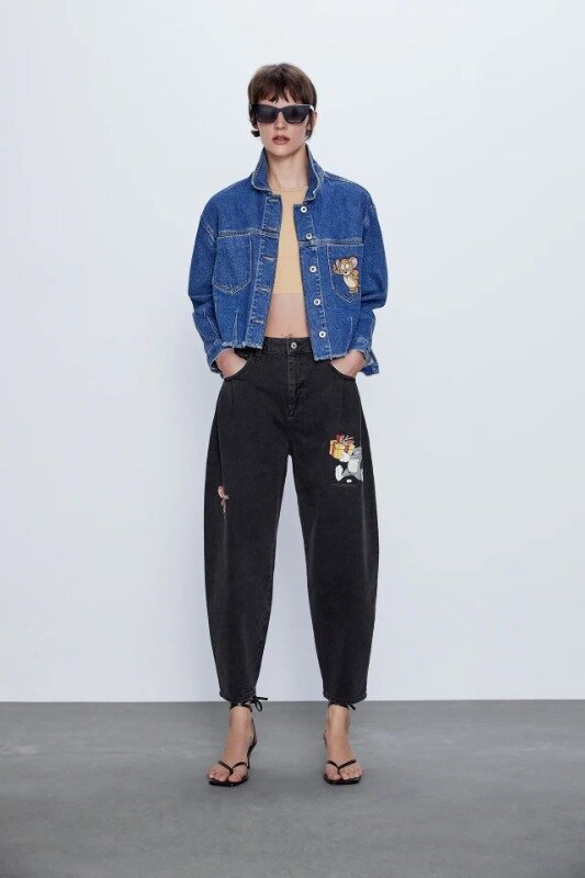 

Джинсы Slouchy Zara 6164/057 -  Черний, Джинсы Slouchy Zara 6164/057 - 40 Черний