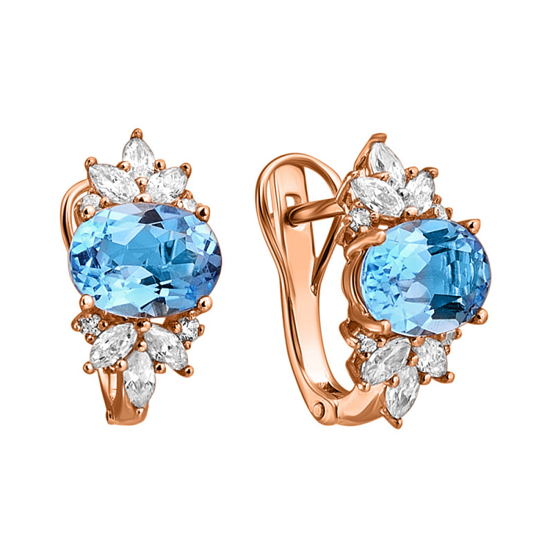 

Серьги из красного золота с топазами и фианитами 000122356