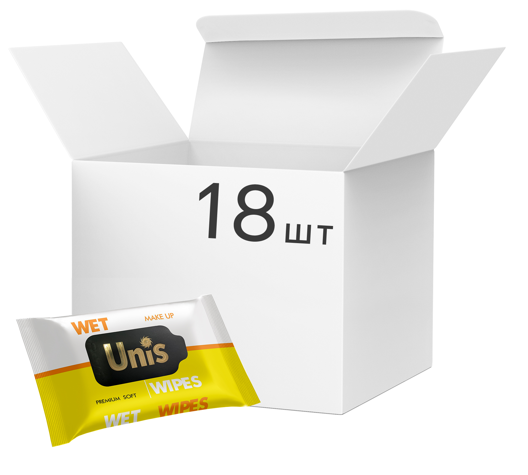 Акція на Упаковка влажных салфеток Unis для снятия макияжа 18 пачек по 25 шт (4820180331895) від Rozetka UA