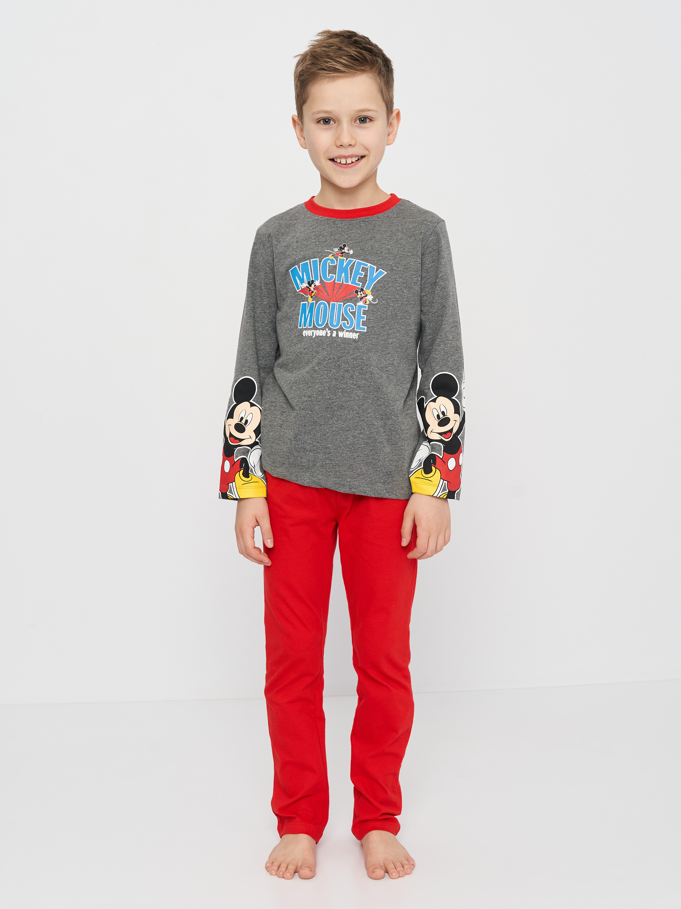 Акція на Піжама (футболка з довгими рукавами + штани) для хлопчика Disney Mickey VH2006 116-122 см Сіра від Rozetka