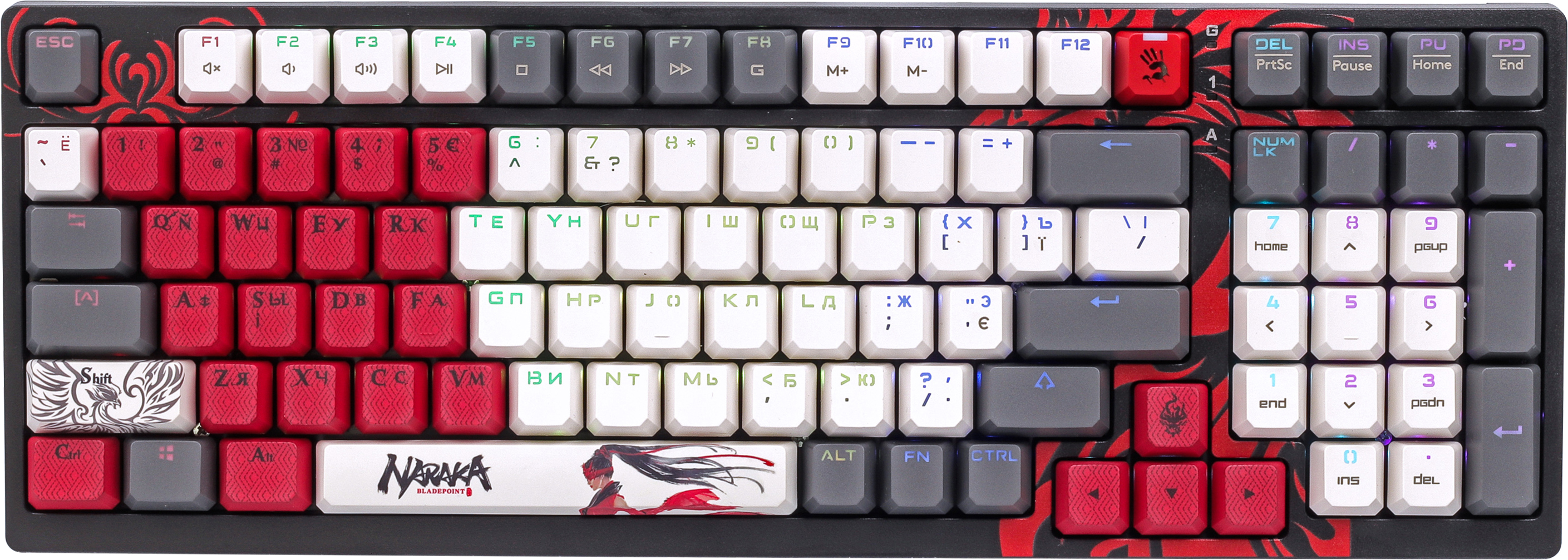 Клавиатура проводная A4Tech Bloody S98 Naraka BLMS USB Black/White/Red ...