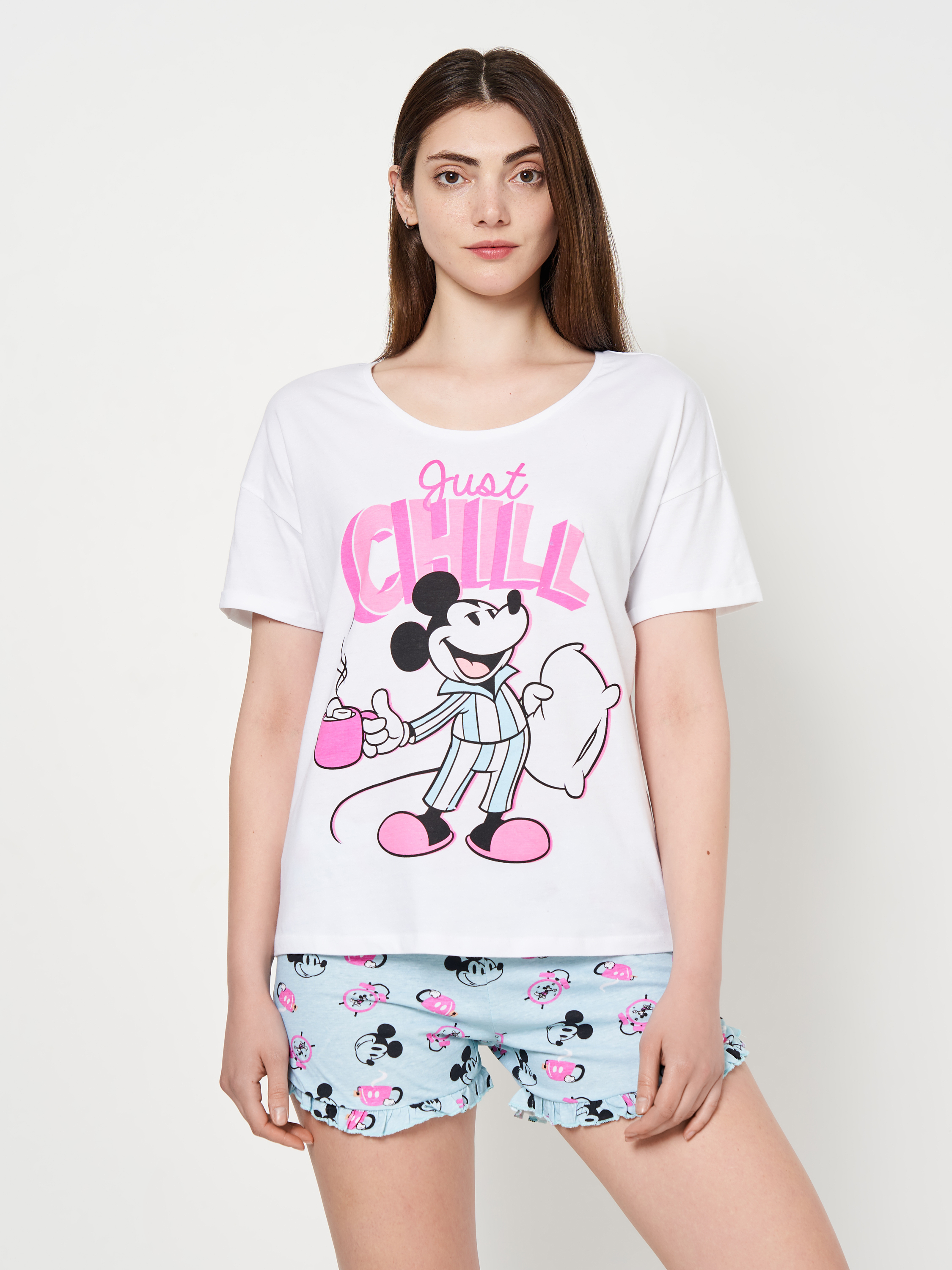 Акція на Піжама (футболка + шорти) жіноча бавовняна Disney Mickey WE3618 L Біла від Rozetka