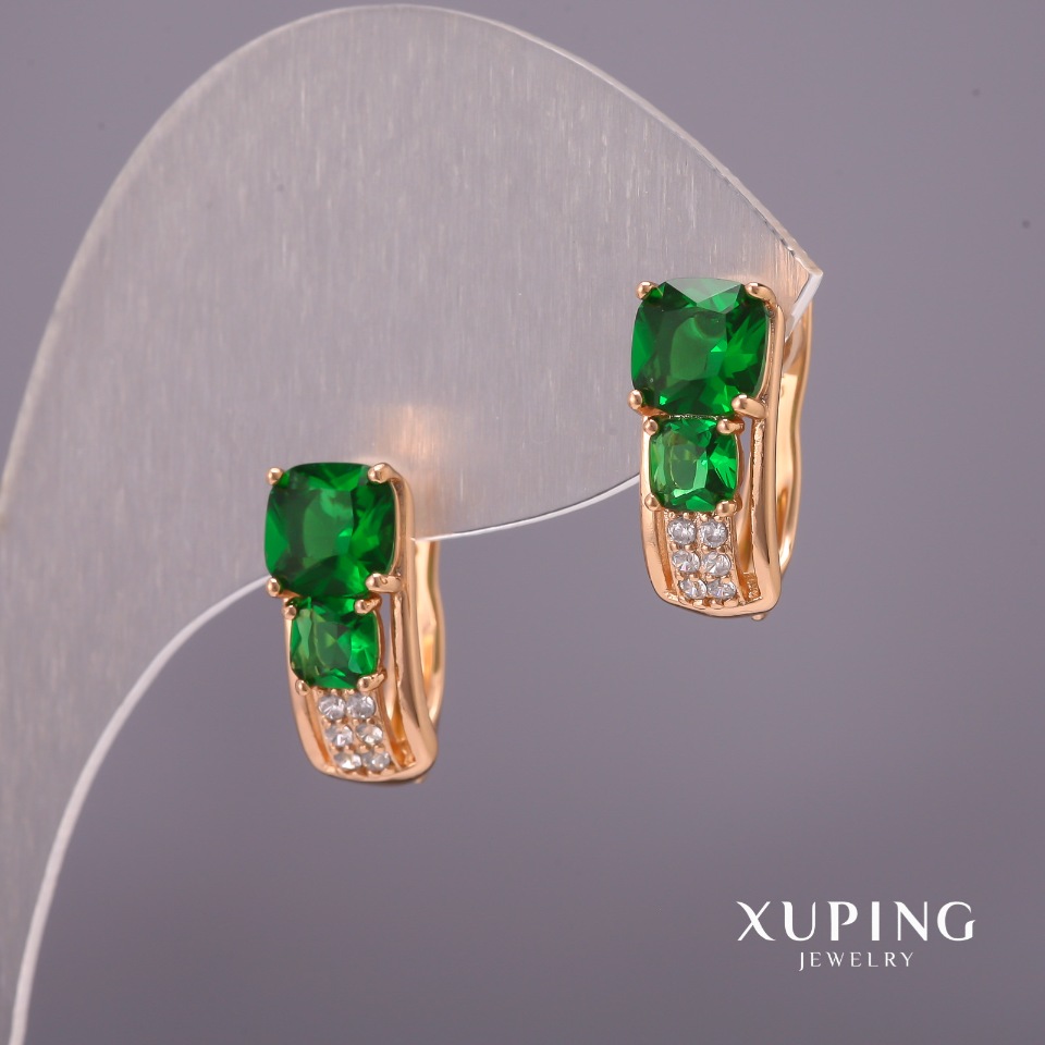 

Серьги Xuping с зелеными камнями 6х15мм Позолота 18К, ida37875