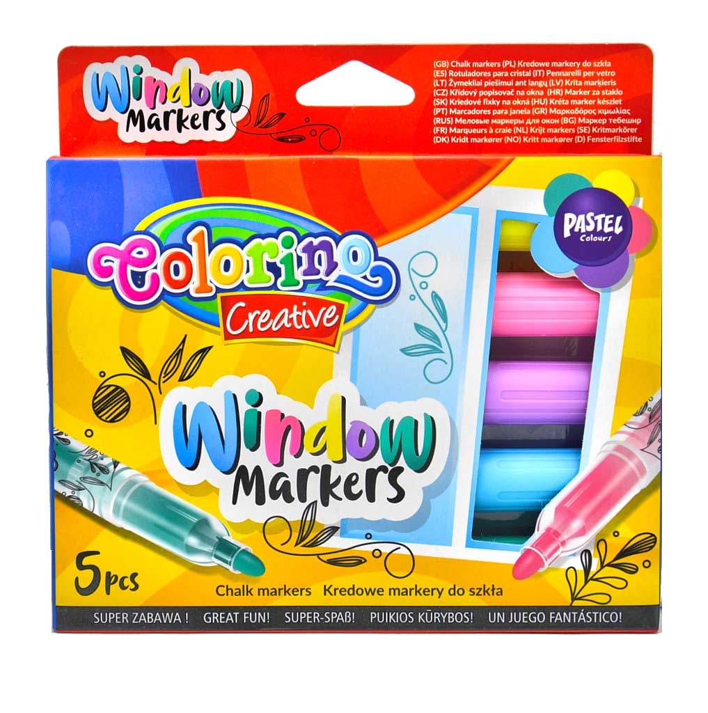 

Маркери для скла 5 кольорів Colorino 39637PTR