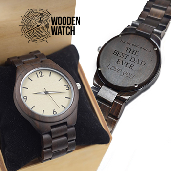 

Деревянные наручные часы ручной работы WoodenWatch Numeric с именной гравировкой "The best dad ever" Темно-коричневые