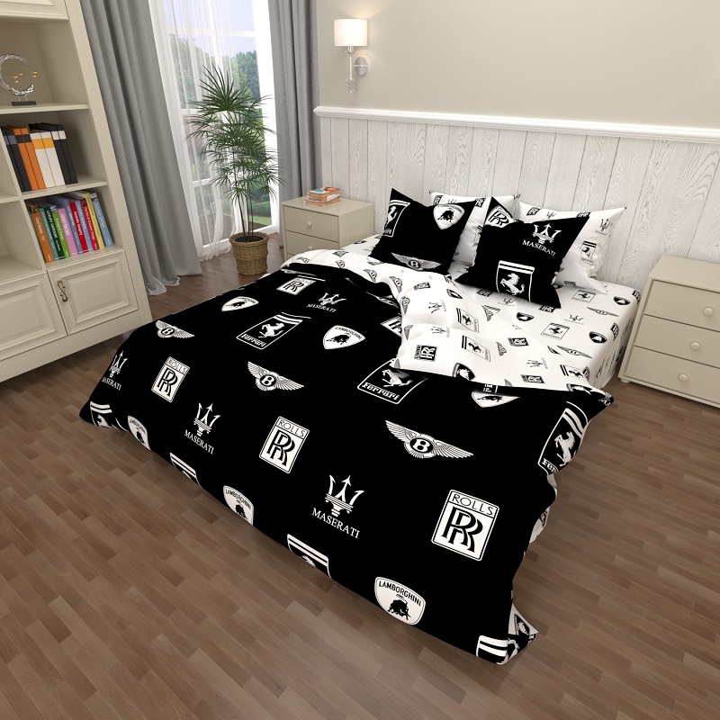 

Комплект постельного белья "Марки Авто" CottonTwill 1.5-спальный 150х220 см Турецкий Ранфорс (ДР072-3)