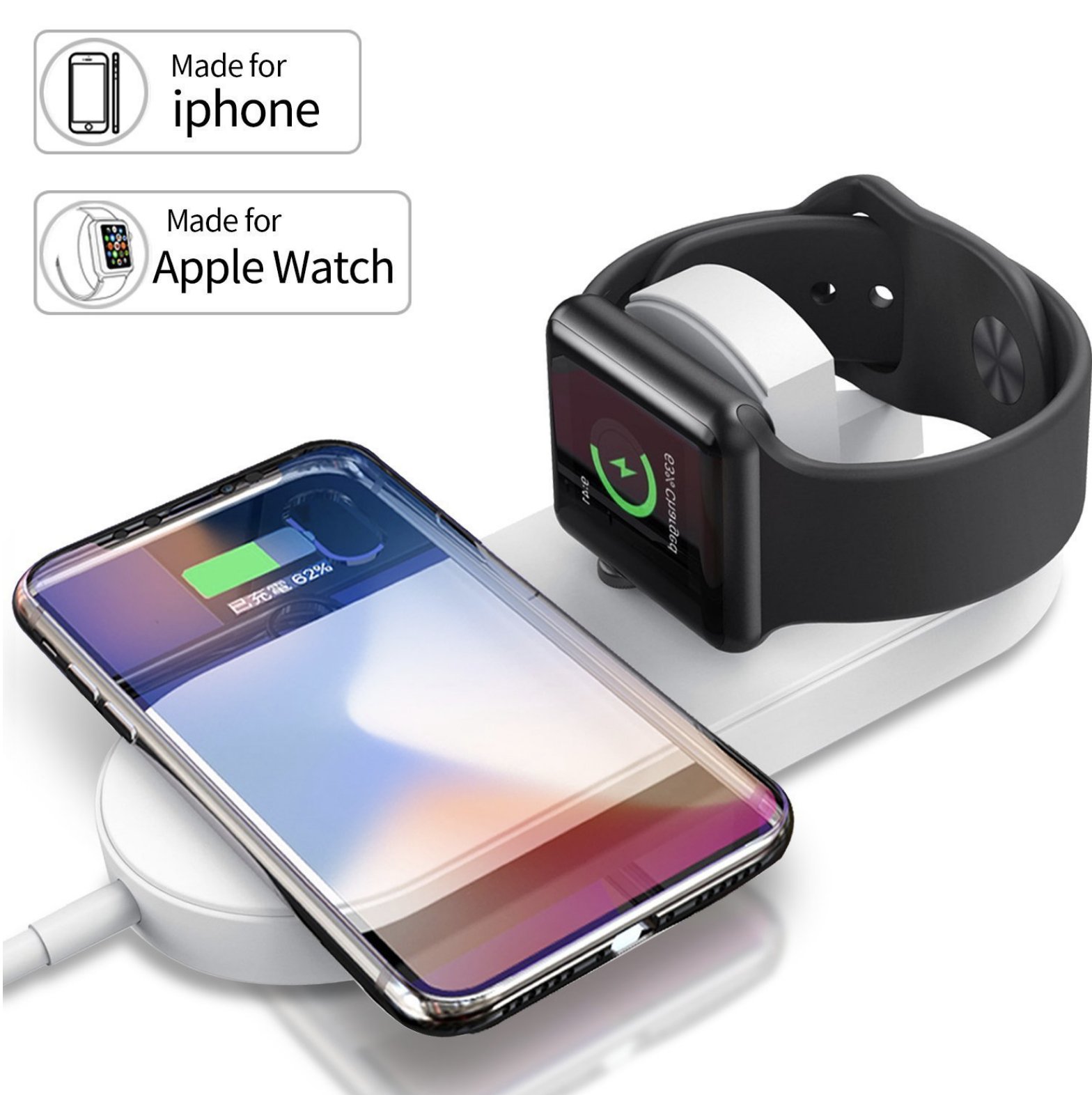 

Беспроводное зарядное устройство AirPower Wireless Charger 3 в 1 с технологией QI для iPhone, Apple Watch, AirPods беспроводная зарядка айфон часы вотч