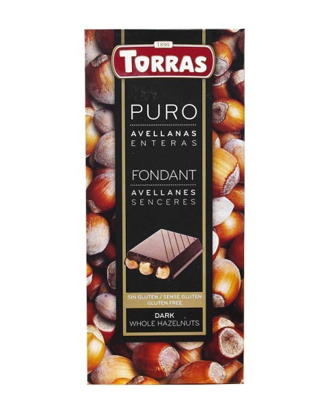 Шоколад чорний з цільним лісовим горіхом без глютену Torras, 200г ...