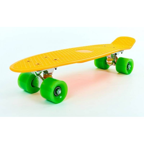 

Пенни борд SKATEBOARD, желтый с зелеными кол.