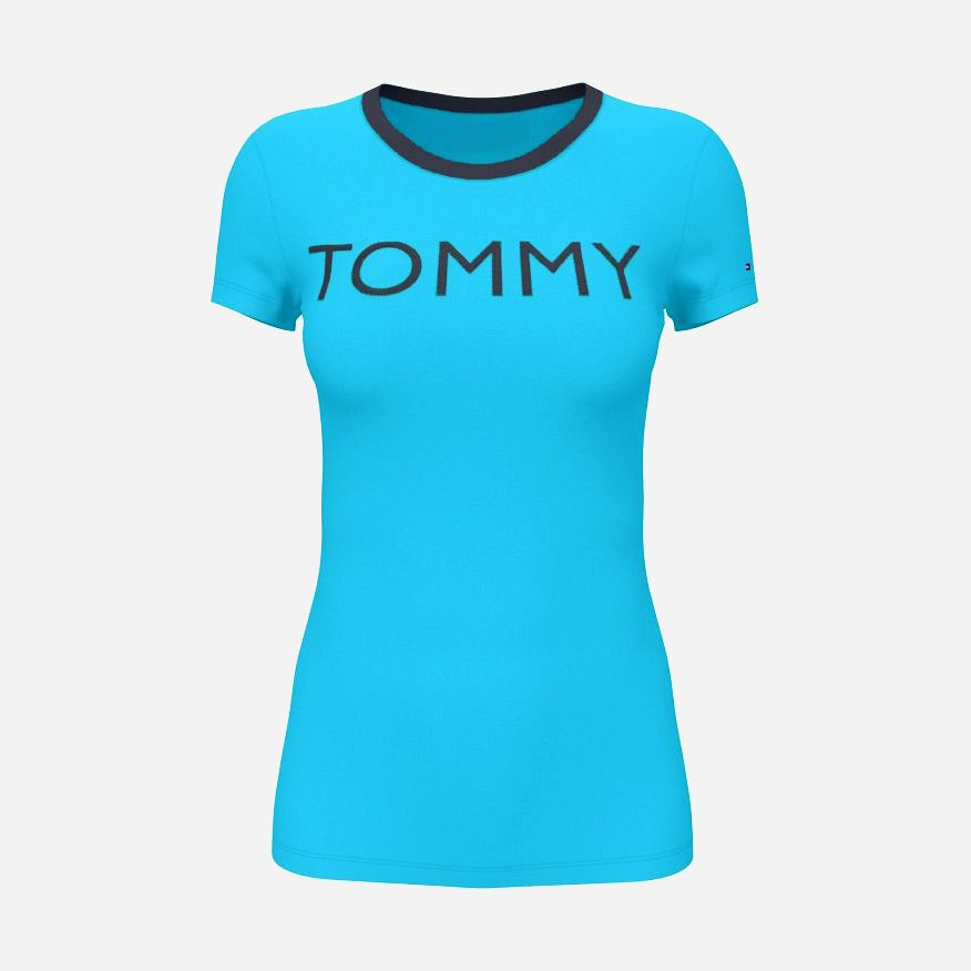Акція на Футболка жіноча Tommy Hilfiger 43070276 2XL Блакитна від Rozetka