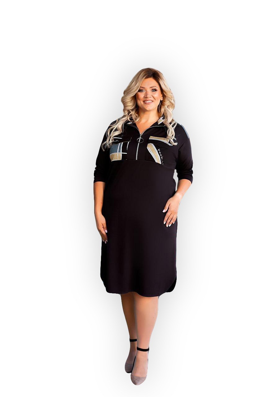

Платье Clothes Plus 1189-2 - Черное/Горчица, Платье Clothes Plus 1189-2 68-70 Черное/Горчица