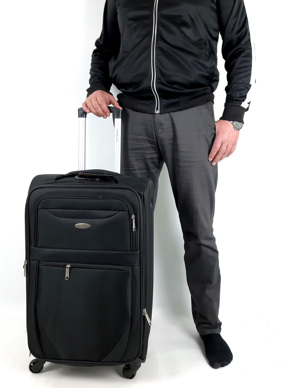 Чемодан Тканевый TraveLite Средний 75 л 66 × 40 × 24+5 см Черный от ...